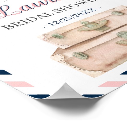 Wereldreis Luchtvaart Bruids Shower Navy Welkom Poster (Hoek)