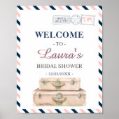 Wereldreis Luchtvaart Bruids Shower Navy Welkom Poster (Voorkant)