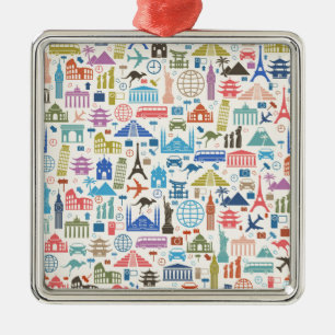 wereldreis metalen ornament