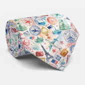Wereldreis Paspatroon Stempel Patroon (3) Stropdas (Opgerold)