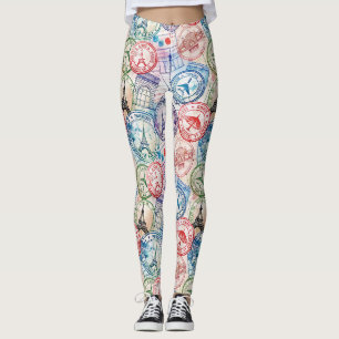 Wereldreis Paspoortstempelpatroon (2) Leggings
