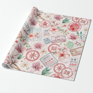 Wereldreis stempelpatroon (1) cadeaupapier