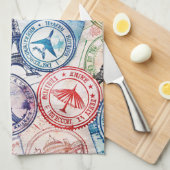 Wereldreis stempelpatroon (2) theedoek (Quarter Fold)