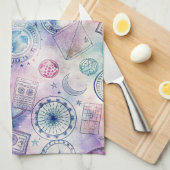Wereldreis Stempelpatroon (4) Theedoek (Quarter Fold)