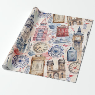 Wereldreis Stempelpatroon (5) Cadeaupapier