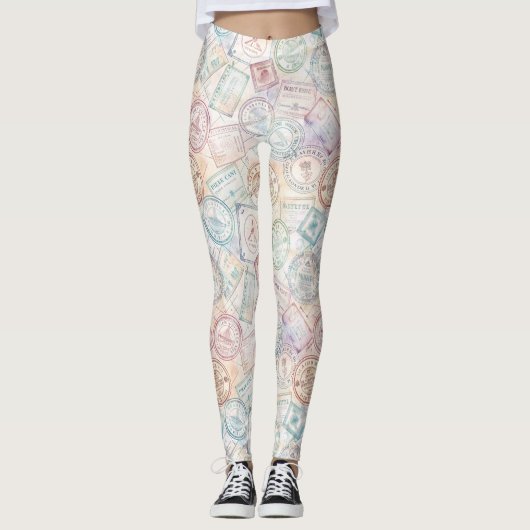 Wereldreis Stempelpatroon (8) Leggings (Voorkant)