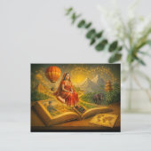 Wereldreis vanuit klassiek reisboek feestdagenkaart (Staand voorkant)