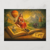 Wereldreis vanuit klassiek reisboek feestdagenkaart (Voorkant)