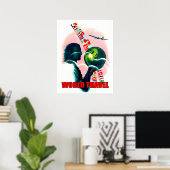Wereldreisbol, vintage poster (Thuiskantoor)