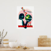 Wereldreisbol, vintage poster (Keuken)