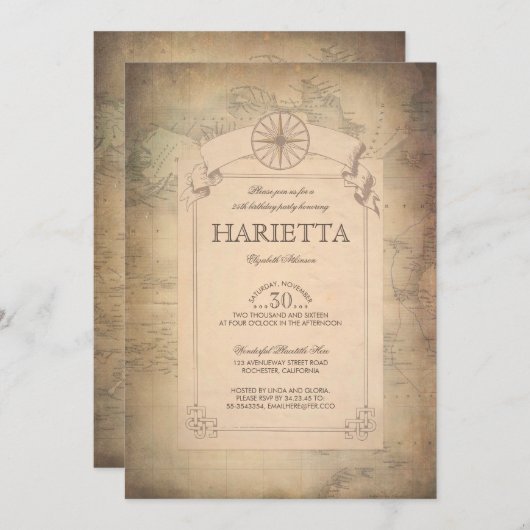  wereldreiskaart Explorer Verjaardagsfeest Kaart (Voorkant / Achterkant)