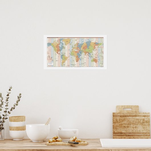 Wereldreistijdzones voor Europa en Afrika Poster (Keuken)