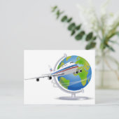 Wereldreisvliegtuig en -Wereldbol Briefkaart (Staand voorkant)