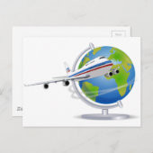 Wereldreisvliegtuig en -Wereldbol Briefkaart (Voorkant / Achterkant)