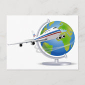 Wereldreisvliegtuig en -Wereldbol Briefkaart (Voorkant)