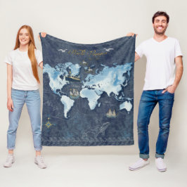 Wereldreizen Kaart Fleece Deken