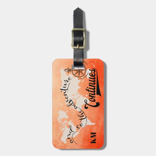 Wereldreiziger Aangepaste kaart Monogram Bagagelabel (Voorkant verticaal)