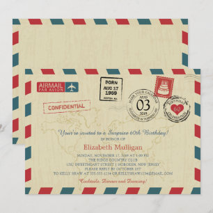  Wereldreiziger Airmail Verjaardagsfeest Kaart