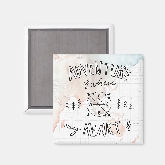 Wereldreiziger | avontuur is waar mijn hart ligt magneet (Voorkant / Achterkant)