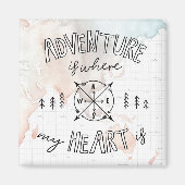 Wereldreiziger | avontuur is waar mijn hart ligt magneet (Voorkant)