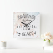 Wereldreiziger | avontuur is waar mijn hart ligt vierkante klok (Huis)