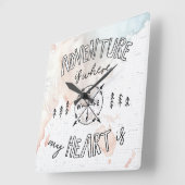 Wereldreiziger | avontuur is waar mijn hart ligt vierkante klok (Hoek)