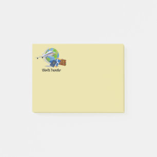 Wereldreiziger: bagage , tickets en paspoort. post-it® notes