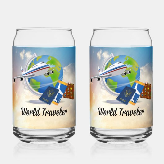 Wereldreiziger Blikvorm Glas (Voorkant)