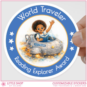 Wereldreiziger Docent Lezen Ontdekkingsreiziger Aw Ronde Sticker