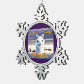Wereldreiziger - Grappige Alpaca tas Tin Sneeuwvlok Ornament (Rechts)