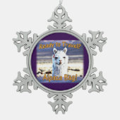 Wereldreiziger - Grappige Alpaca tas Tin Sneeuwvlok Ornament (Voorkant)