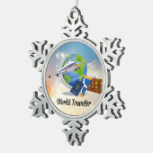 Wereldreiziger--Ingepakt en klaar om te gaan, ontw Tin Sneeuwvlok Ornament (Rechts)