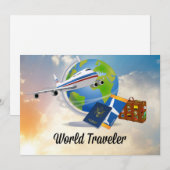Wereldreiziger, ingepakt en klaar voor vertrek feestdagenkaart (Voorkant / Achterkant)