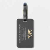 Wereldreiziger kaart Goud Borstel metaal Monogram Bagagelabel (Achterkant verticaal)