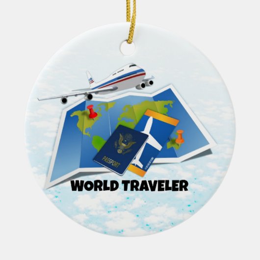 Wereldreiziger Keramisch Ornament (Voorkant)