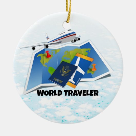 Wereldreiziger Keramisch Ornament (Voorkant)