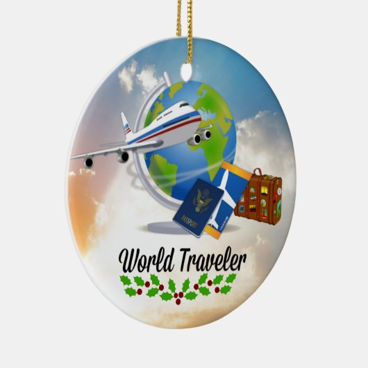 Wereldreiziger Kerstmis Keramisch Ornament (Rechts)