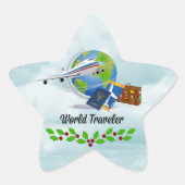 Wereldreiziger Kerstmis Ster Sticker (Voorkant)