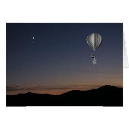 Wereldreiziger. Luchtballon, zonsondergang en maan