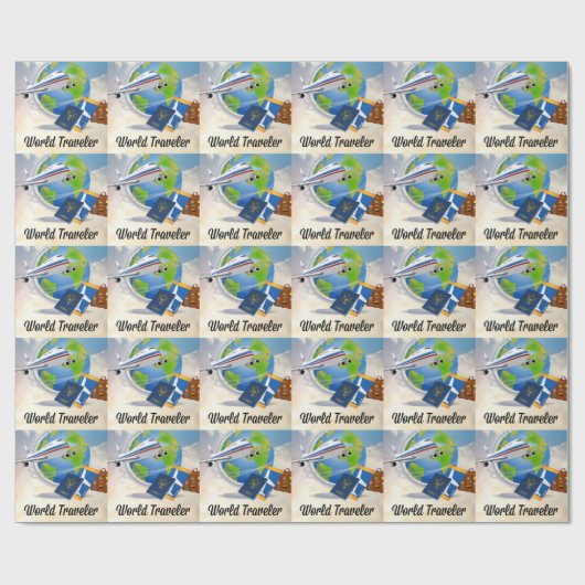 Wereldreiziger, ontwerp 2 cadeaupapier (Vlak)