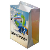 Wereldreiziger - Ontwerp #2 Medium Cadeauzakje (Voorkant Gekanteld)