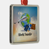 Wereldreiziger - ontwerp #2, metalen ornament (Rechts)