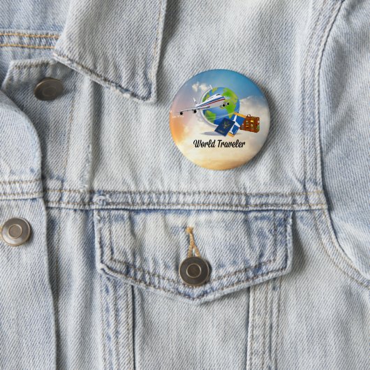 Wereldreiziger, ontwerp 2 ronde button 5,7 cm (In situ)