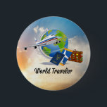 Wereldreiziger, ontwerp 2 ronde button 5,7 cm<br><div class="desc">Wereldreiziger,  ontwerp 2,  tickets,  paspoort,  koffer... klaar om te gaan!</div>