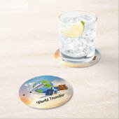 Wereldreiziger, ontwerp 2, ronde kartonnen onderzetter (Insitu)