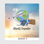 Wereldreiziger, ontwerp 2, sticker (Vel)