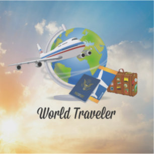 Wereldreiziger, ontwerp 2 sticker