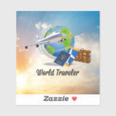 Wereldreiziger, ontwerp 2 sticker (Vel)