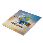 Wereldreiziger, populair ontwerp tegeltje (Zijkant)