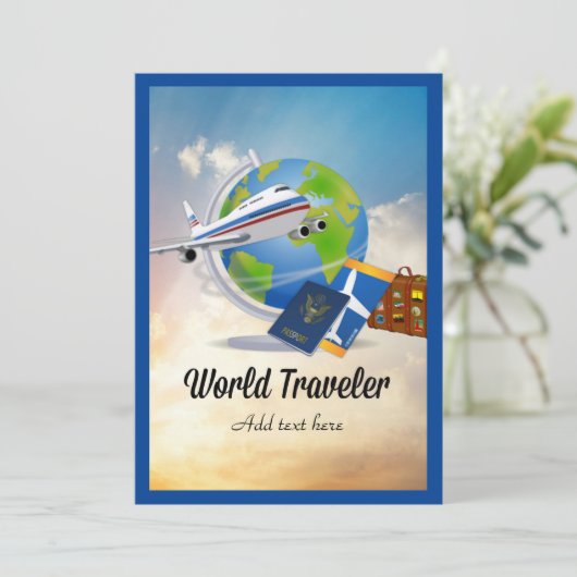 Wereldreiziger, SJABLOON, Kaart (Staand voorkant)
